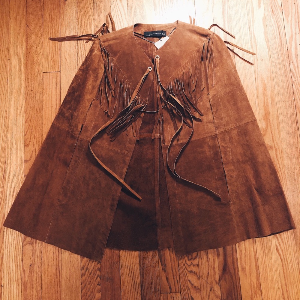Zara Leather Fringe Cape